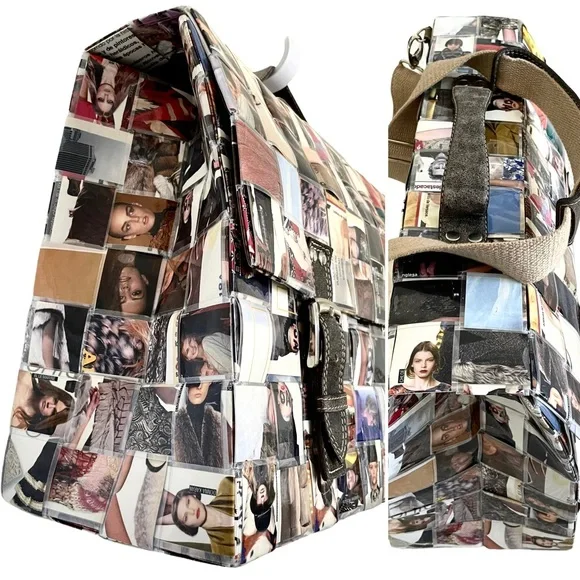 Designer Travel Weekend Bag/Large Tote Artisan Laminated Recycled Magazines - Picture 2 of 16